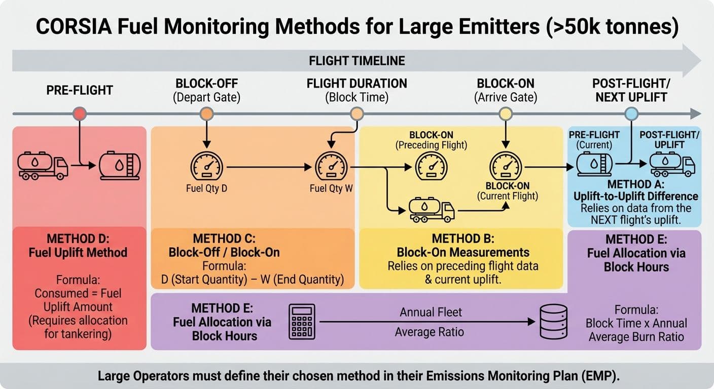 Precision Reporting: Mastering CORSIA Fuel Monitoring Methods for Large Airline Operators